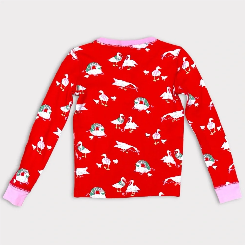The Beaufort Bonnet Company Sara Jane's Sweet Dream Pajama Set Geese Red & Pink - Picture 6 of 9